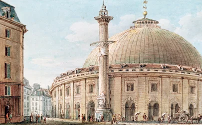 Vista del Mercado de Granos y la Columna Astronómica, París, siglos XVIII-XIX